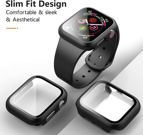 3 Pack Case for Apple Watch Series 9 Series 8 Series 7 45mm Hard PC Case with Tempered Glass Screen Protector Waterproof Anti-Scratch HD Ultra-Thi...