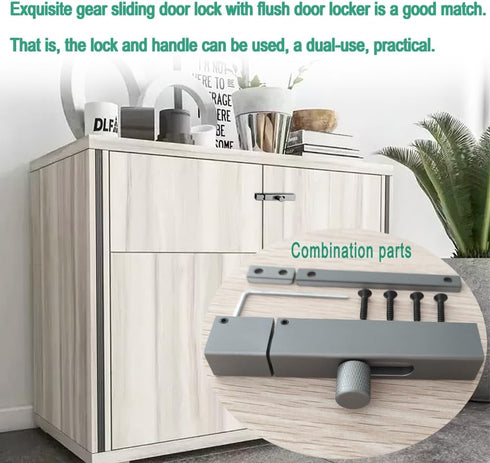 Gear Handle French Door Lock,Door Locks Latch Barrel Bolt Latch,Dead Bolt Locks for Doors Inside,Door Safety Locks from Inside Bathroom Stall Lock...