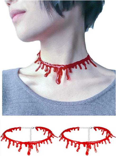 Halloween Party Costumes Necklace for Women - Joke Blood Choker Necklace 2PCS...