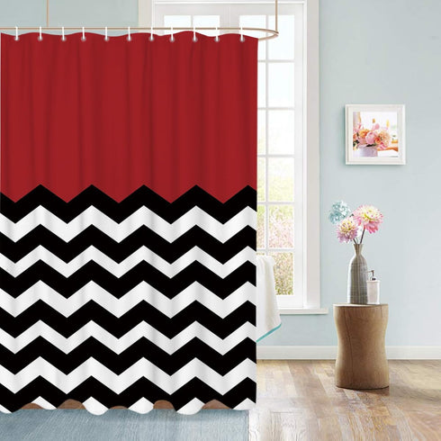 Vandarllin Red Black and White Chevron - Extra Long 72x84 Inches Shower Curtain Custom Made...
