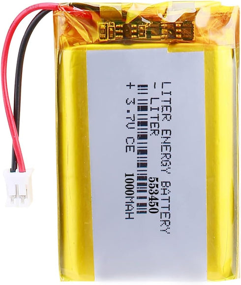 Liter Energy Battery 3.7V Lipo Battery 1000mAh Rechargeable Lithium ion Polymer Battery 553450 Lithium Polymer ion Battery with JST Connector...
