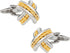 Elegant Two Tone Gold Silver X Cufflinks with Presentation Box...
