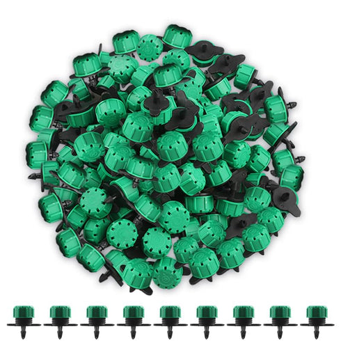 100Pcs 360 Degree Adjustable Irrigation Drippers Sprinklers, 1/4 Inch Emitters Drip for Watering System(Green)...