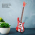 Red Miniature Bass Guitar Wood Replica Model Ornament with Adjustable Stand Mini Art Projects Christmas Gift...