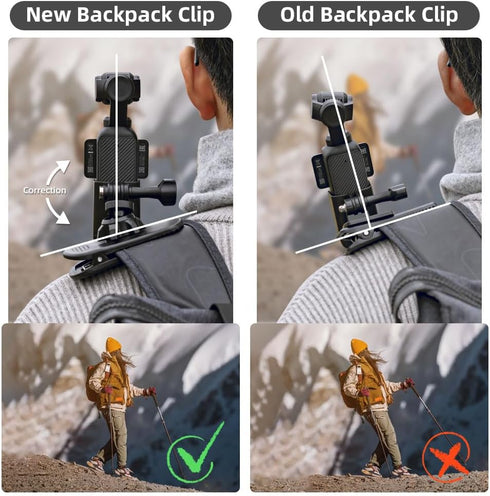 SUREWO 360° Rotation Backpack Strap Mount,Quick Clip Mount with Expand Frame Compatible with DJI Osmo Pocket 3...