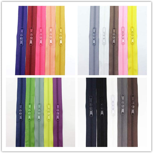MebuZip 20PCS 30 Inches Double Slider Zippers #3 Nylon Coil With Two Long Pulls Head to Head Closed Ended 20 Assorted Colors (30")...