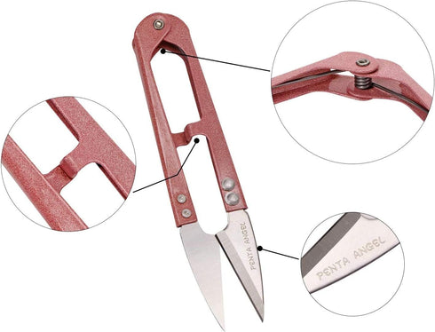 2Pcs Multicolor Mini Sewing Scissors Clipper 2Pcs Leather Scissors Sheath Cover Small Embroidery Thread Thrum Yarn Trimming Nipper U-Shaded Craft ...