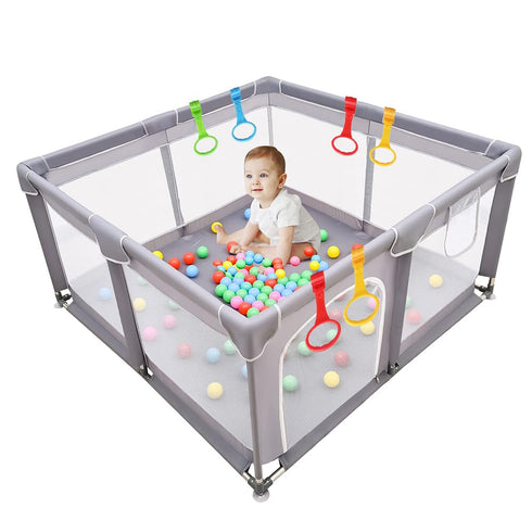 Baby Pull Up Rings 8Pcs, 4 Colors Baby Pull Up Bar Baby Playpen Accessories Playpen Pull Up Rings...