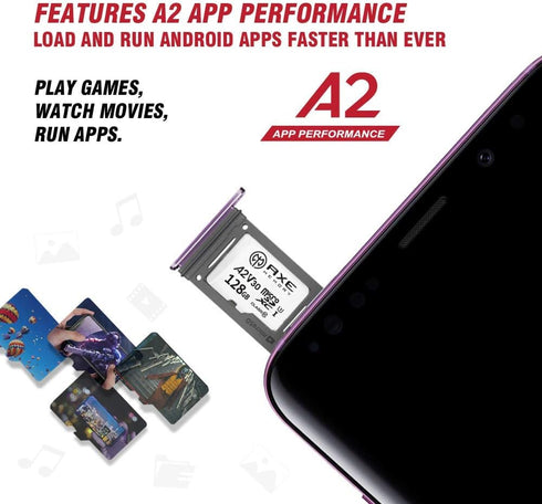 AXE MEMORY 128GB Micro SD Card 4K Ultra Full HD Video Premium Speed MicroSDXC Up to 100MB/S A2 V30 UHS-I U3, with SD Adapter...