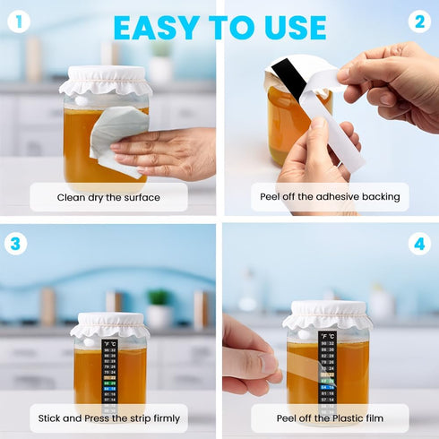 Stick On Thermometer Strip, Digital Temperature Display for Fermenting, Brewing, Wine, Beer, Kombucha or Aquariums. 50-90F (10-32C) Adhesive Stick...