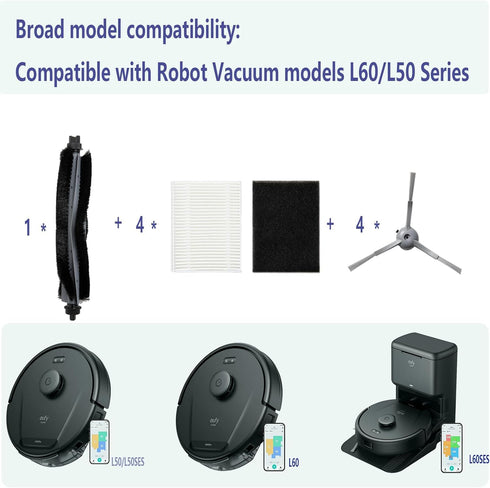 L60 12 Pack Replacement Parts for Eufy L60/ L60 SES/ L50/ L50 SES Series Robotic Vacuum Cleaners...