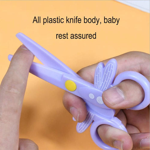 AKOAK 6 Pcs Children Plastic Scissors Primary School DIY Art Safety Small Scissors Kindergarten Children Special Plastic Scissors Cute Dragonfly P...