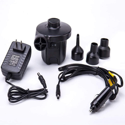 FMS Electric Air Pump 12V DC/ 100-240V AC with 4 Nozzles Portable Quick-Full Inflator/Deflator Air Pump for Outdoor Camping, Air Mattress Bed, Cus...