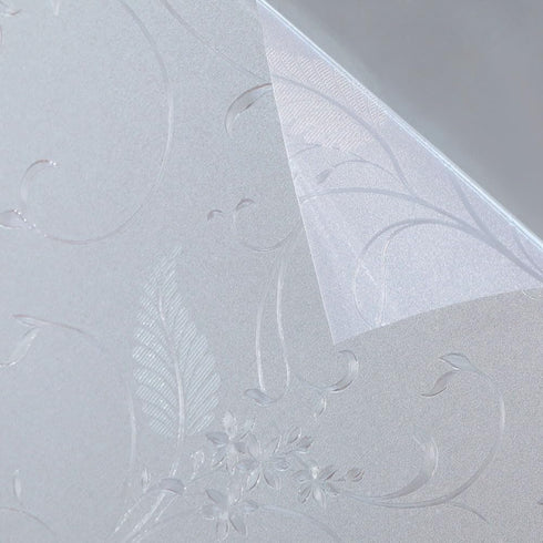 Mikomer Privacy Window Film Etched Flowers Static Cling Glass Door Film, Non Adhesive Heat Control Anti UV Window Cling for Office and Home Decora...