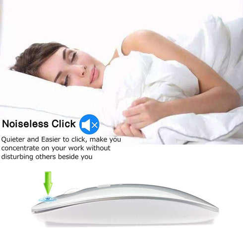 Bluetooth Rechargeable Mouse for MacBook Pro, MacBook Air, Notebook, PC, Laptop - Silver...