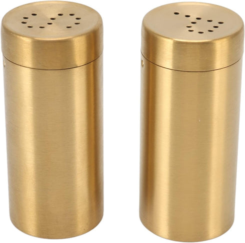 2 Pack Gold Spice Jar, Stainless Steel Spice Shaker Screw Open Top Uniform Size Seasoning Bottle for Paprika Pepper Salt Sugar...