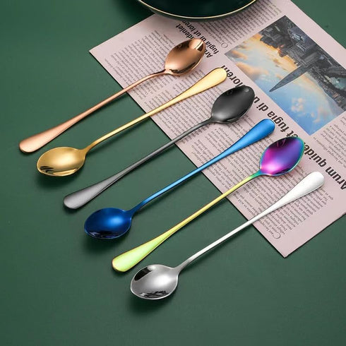 Demitasse Espresso Spoons, Coffee Spoon, 7.7Inches Stainless Steel Spoons for Dessert, Set of 6(blue)...