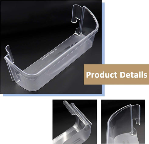 240323002 Refrigerator Door Bin Shelf Compatible with Frigidaire or Electrolux, Bottom 2 Shelves on Refrigerator Side, Single Unit, Clear, Replace...