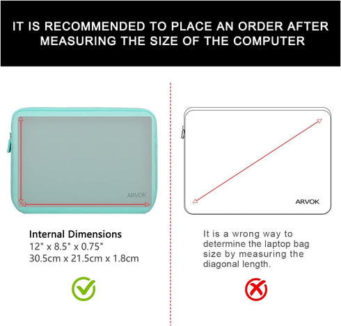 ARVOK 11 11.6 12 Inch Laptop Sleeve Multi-Color & Size Choices Case/Water-Resistant Neoprene Notebook Computer Pocket Tablet Briefcase Carrying Ba...