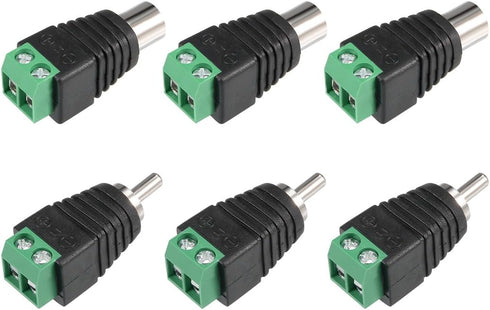 uxcell 6Pcs RCA Female Male Connector to 2-Screw Terminal Block Audio Video Adapter CCTV...
