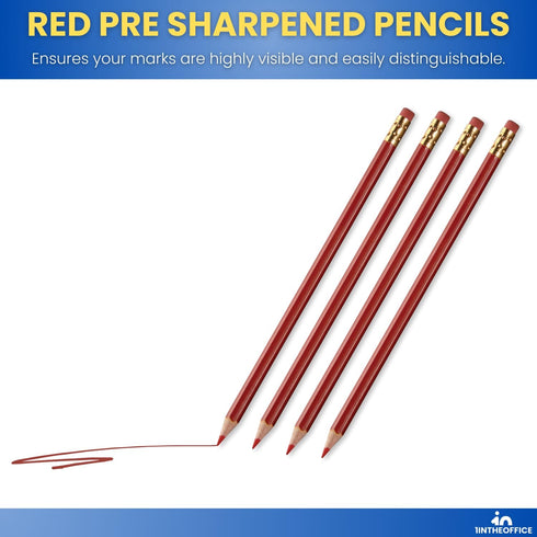1InTheOffice Red Grading Pencils #2 Lead, Red Pre Sharpened Checking Pencils 48 Pack...