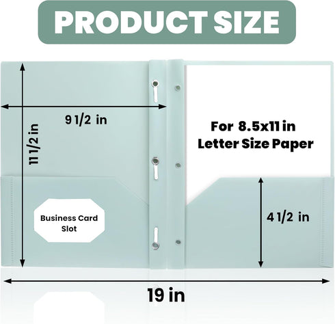 Plastic Folders with Pockets and Prong, Pack of 5, Muted Pastel Colors, Heavy Duty 2 Pocket File Folders Letter Size, Folders with Prongs for Scho...