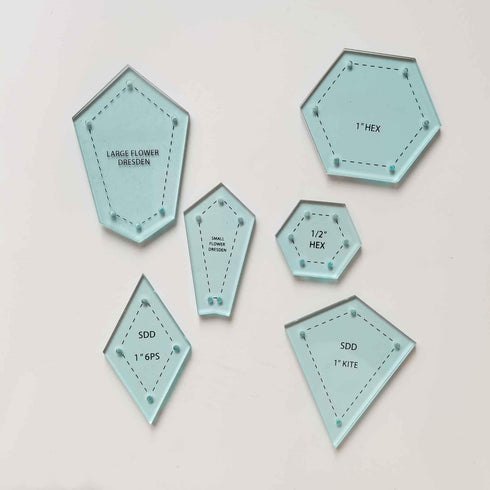 HONEYSEW 300PCS Paper Piecing Shapes Acrylic Quilt Templates Quilting Patchwork Piecing Craft for Sewing...