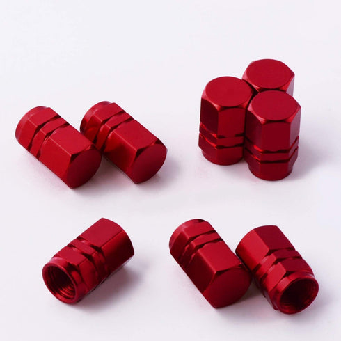 EBOOT 8 Pieces Tire Stem Valve Caps Wheel Valve Covers Car Dustproof Tire Cap, Hexagon Shape (Red)...