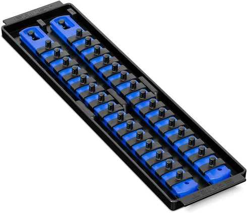Ernst Manufacturing Socket Boss 2-Rail 1/4-Inch-Drive Socket Organizer, 13-Inch, for Toolbox drawer - Blue (8495) - Made in the USA...