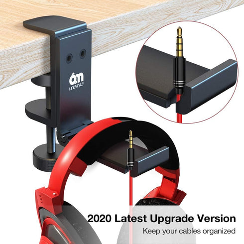 6amLifestyle Foldable Headphone Hodler Hook Hanger Stand Under Desk, Headphone Wall Mount with Cable Organizer Save Space Metal, Headset Holder Cl...