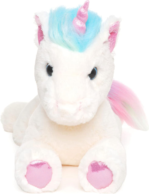 Bearington Rainbow Shimmers The White Unicorn Plush, 17 Inch Unicorn Stuffed Animal...