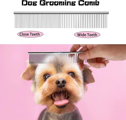 5 in 1 Dog Grooming Scissors Kit with Safety Round Tips Dog Scissors for Grooming 4CR Stainless Steel Grooming Scissors for Dogs and Cats, Profess...