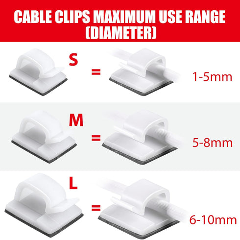 Maitys 60 Pieces Outdoor Cable Clips Christmas Adhesive Hooks Cable Management Wire Light Clips Cord Hider Organizer for Fairy Light Under Desk, W...