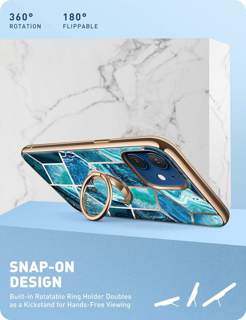 i-Blason Cosmo Snap Case Designed for iPhone 12/iPhone 12 Pro 6.1 Inch (2020 Release), Slim with Built-in 360° Rotatable Ring Holder Kickstand Sup...