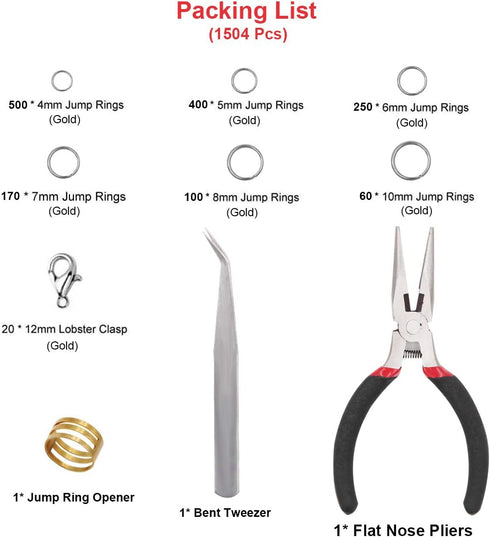 EuTengHao 1504pcs Open Jump Ring and Lobster Clasps Kit Include Pliers Tweezers Jewelry Making Repair Supplies Kit with Jewelry Making Accessories...