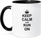 3dRose Keep Calm and Run on Mug, 11 oz, Black...