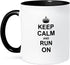 3dRose Keep Calm and Run on Mug, 11 oz, Black...