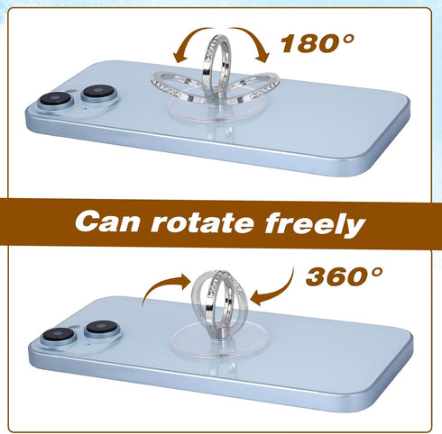 5 Pcs Phone Ring Holder Grip Diamond Cell Phone Ring Holder Stand Transparent Phone Rings Holder Grip 360°Rotation Finger Ring Stand Compatible wi...