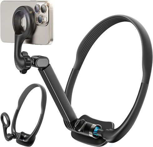 Neck Phone Holder for POV/Vlog Selfie, Magnetic Phone Chest Mount Hands-Free Fit Magsafe Magnetic Neck Mount for Phones with a Long and Short Rod ...