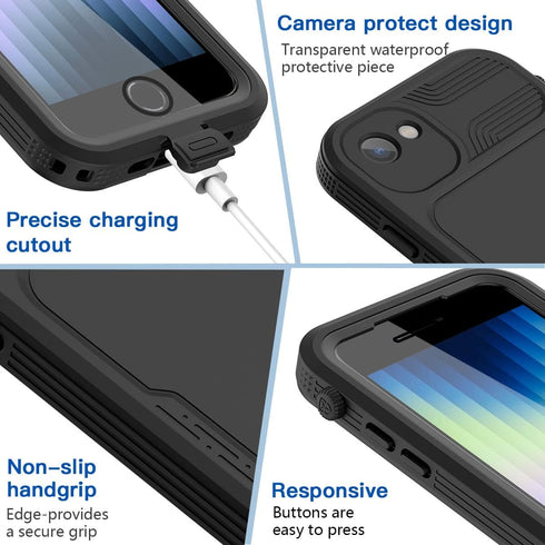 AICase iPhone SE 2020/2022/iPhone 7/8 Waterproof Case, 4.7" 360 Dustproof and Shockproof, IP68 Full Body Protection Fully Sealed Underwater Protec...