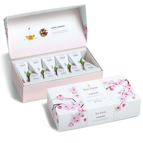 Tea Forte Cherry Blossom Organic Green Tea, Petite Presentation Box Tea Gift Set Sampler with 10 Handcrafted Pyramid Tea Infusers...