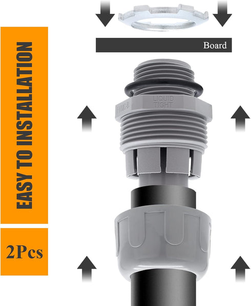 2pcs 1/2 Inch NPT Liquid Tight Connector, 180-Degree Electrical Conduit Connector Fitting...