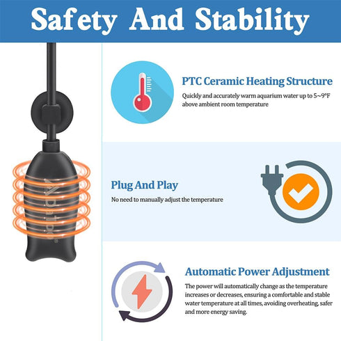 Super Mini Aquarium Heater 6 Watts Small Fish Tank Flat Heater 6W with Free Thermometer Strip Submersible Slim Betta Heater for Up to 2 Gallon Des...