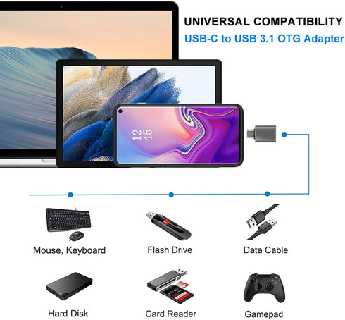 USB C to USB Adapter, USB C Adapter, Type C Male to USB 3.1 Female Adaptor, OTG USB Adapter to USB C Compatible with MacBook Pro, Samsung Galaxy, ...