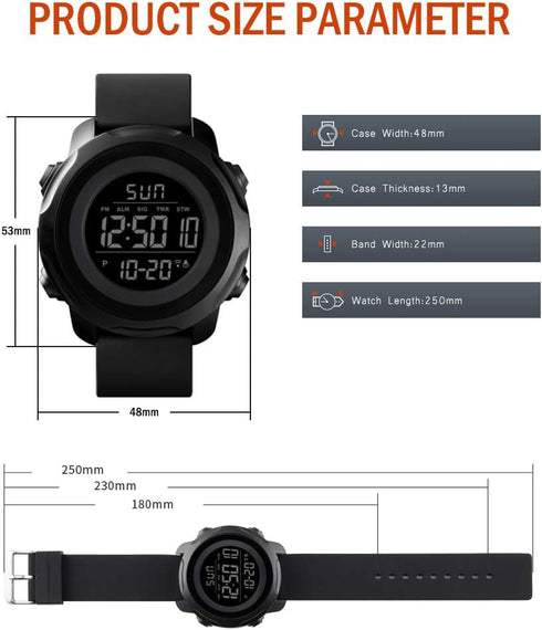 Men's Digital Sports Watch Military Electronic Waterproof Wrist Watches for Men with Stopwatch Alarm LED Backlight...