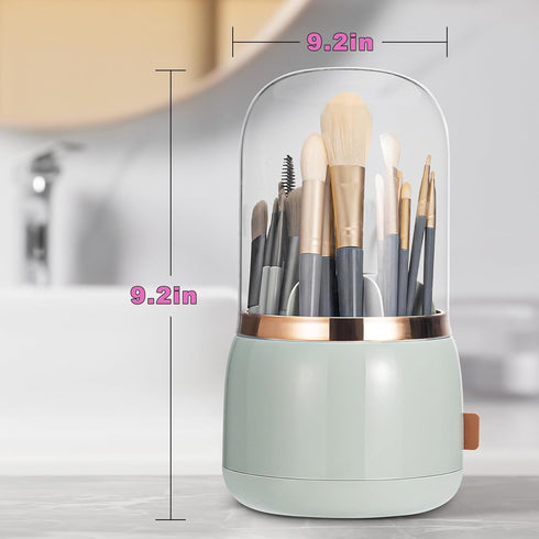 Makeup Brush Holder Organizer with Lid,360 Degree Rotatable Dustproof Makeup Brushes Organizer,Suitable for Bathroom Vanity Desktop Lipstick (ligh...