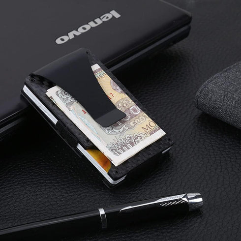 Metal Money Clip Wallet, Carbon Fiber Wallet, RFID Blocking Metal Card Holder for Men Slim Aluminum Holder Pocket Cash Credit Card Holder...