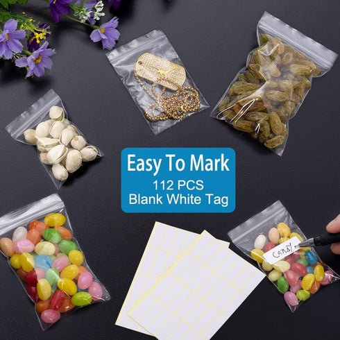 Small Plastic Bags, 400 PCS Mini Baggies, 4 Assorted Sizes, Transparent Jewelry Bags, Mini Zip lock Bags, Resealable Poly Bags for Pill, Beads, Sc...