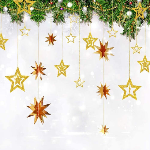 Decor365 Gold Star Garland Hanging Twinkle Little Star Decorations Glittery Gold Party Supplies for Baby Shower Birthday New Year Eve Bridal Gradu...