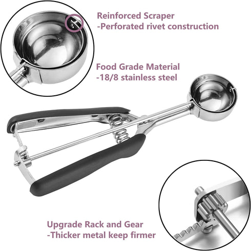 Cookie Scoop, 18/8 Stainless Steel Cookie Scooper, Cookie Scoops for Baking, 3Tbsp/45ml/1.5oz Cookie Dough Scoop, Ice Cream Scooper with Trigger R...